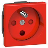 Socket Arteor - French - 2P+E tamperproof - shuttered - 2 module - red