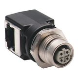 Allen-Bradley, 1585A-DD4JD, Female M12 Receptacle to RJ45 Female Adaptor Right Angle