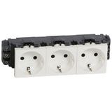 Socket Mosaic - 3 x 2P+E - for installation on trunking - screw term. - standard
