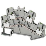 PUSH-IN TERMINAL, DOUBLE LEVEL, 4 POINTS, 2,5MM², GREY