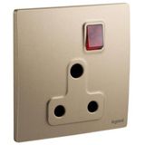 Mallia Senses - 1 gang BS switched socket outlet with indicator - 15A - Dark Bronze