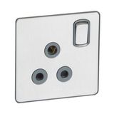 Synergy™ Sleek - 1 gang switched single pole socket outlet 15A Brushed Stainless steel