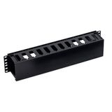 19" Cable management panel, 2U, plastic, black RAL9005
