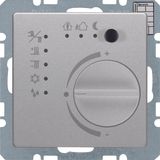 Thermostat with push-button interface, Q.1/Q.3, aluminium velvety, lac