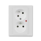 5593H-C02357 16 Double socket outlet with earthing pins, shuttered, with turned upper cavity, with surge protection