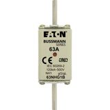 Fuse-link, low voltage, 63 A, AC 500 V, NH1, gL/gG, IEC, dual indicator