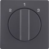 Centre plate rotary knob 3-step switch, Berker Q.1/Q.3, anthr velv, la