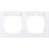 M-Pure frame, 2-fold with label holder, horizontal installation, active white,