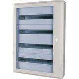 Complete surface-mounted flat distribution board with window, grey, 24 SU per row, 2 rows, type C