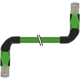 RJ45 90° left/RJ45 90° left PVC 1x4xAWG22 shielded gn+dragch 1m