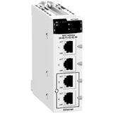 Ethernet TCP/IP network module, Modicon M340 automation platform, 4 x RJ45 10/100