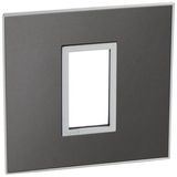 French and German standard plate square version 1 module - brushed metal black