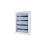 Complete flush-mounting/hollow wall slim distribution board with inspection window, white, 24 SU per row, 3 rows, 100 mm mounting depth