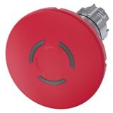 EMERGENCY STOP mushroom pushbutton, illuminable, 22 mm, round, metal, shiny, red, 60 mm, positive latching, acc. to EN  3SU1051-1JB20-0AA0-Z Y10