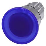 Illuminated mushroom pushbutton, 22 mm, round, metal, shiny, blue, 40 mm, latching, pull-to-unlatch mechanism,  3SU1051-1BA50-0AA0-Z Y15