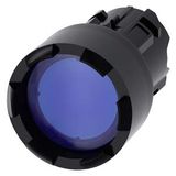 Illuminated pushbutton, 22 mm, round, plastic, blue, Front ring, raised, castellated, 3SU1001-0DB50-0AA0-Z Y15