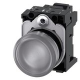 Indicator lights, 22 mm, round, metal, shiny, clear, lens, smooth, with holder, LED  3SU1152-6AA70-3AA0-Z X90