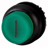 Illuminated pushbutton actuator, RMQ-Titan, Extended, maintained, green, inscribed, Bezel: black