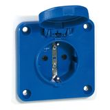 Panel mounting socket P17 - IP 54 - IK09 - 250 V~ - 2P+E shutters - blue