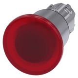 Illuminated mushroom pushbutton, 22 mm, round, metal, shiny, red, 40 mm, 3 switch positions, latches after pushing in, unlatches by pull-to-unlatch mechanism to center position,  3SU1051-1EA20-0AA0-Z Y19