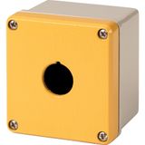 Surface mounting enclosure, metal, yellow, 1 mounting location