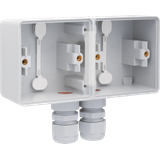 Splashproof double horizontal surface-mounting box with one double M20