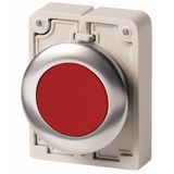 Pushbutton, RMQ-Titan, flat, momentary, red, blank, Front ring stainless steel