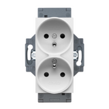FRENCH STANDARD SOCKET-OUTLET 250V ac - SCREW TERMINALS - FRONT TIGHTENING TERMINALS - DOUBLE - 2P+E 16A - WHITE - DAHLIA