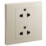 Galion - 2 gangs EURO/US socket outlet - 16A - 2 Poles with earth - Champagne