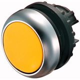 Illuminated pushbutton actuator, RMQ-Titan, Flush, maintained, yellow, Blank, Bezel: titanium