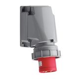 CEE wall-mounted appliance plug, IP67, 63A, 5-pole, 400V, 6h, red