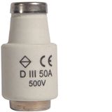Fuse DIII E33 50A 500V, tripping characteristic fast, with indicator