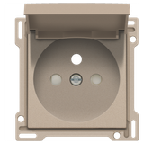 Finishing set for socket outlet with hinged lid, pin earthing and shutters, flush-mounting depth 28.5 mm, champagne coated