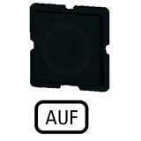 Button plate for push-button, Inscription: AUF, 25 x 25