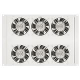 Roof fan-unit with 6 fans and thermostat, 19", 8U, RAL7035