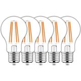 LED Filament Bulb - Classic A60 E27 7W 806lm 2700K Clear 330°  - 5-pack