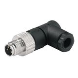 Round plug (field customisable), pin, 90&deg;, Solder connection, M8, 