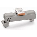 Carrier with grounding foot parallel to carrier rail 15 mm long gray