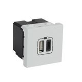 Arteor™ - 1 USB Type-A + 1 USB Type-C charging socket 3 A / 15 W 230 V - 5 V= - 2 modules - Soft Alu