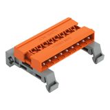 Double pin header DIN-35 rail mounting 9-pole orange