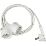 Quality plastic extension cable 3m H05VV-F 3G1.5 white with a flat plug and double coupling
