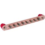 Equipotential bonding bar without cover Cu with M10 screws for 8 conne