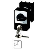 Panic switches, P1, 25 A, flush mounting, 3 pole, with black thumb grip and front plate, Cylinder lock SVA