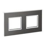 French and German standard plate square version 2x2 modules - brushed metal black