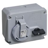 Switched interlocked socket-outlet, 1h, 16A, IP67, 2P+E, Optional voltage