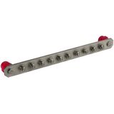 Equipotential bonding bar without cover StSt with M10 screws for 10 co