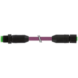 M12 male 0°/M12 fem. 0° A-cod. Lite PUR AWG24+22 shielded vt+dragch 3m