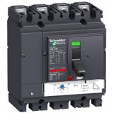 circuit breaker ComPact NSX100F, 36 kA at 415 VAC, TMD trip unit 100 A, 4 poles 3d