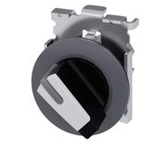 Selector switch, illuminable, 30 mm, round, Metal, matte, white, selector switch, short, front ring for flush installation,  3SU1062-2DC60-0AA0-Z Y11