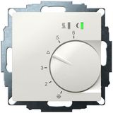 UP room controller, RAL9010 glossy 55x55, 5-30C, AC 24V, triac output, switchable 5 actuators each 3W, change-over input, TA 3.5K, LED displays